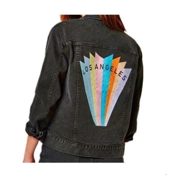 PACSUN Los Angeles Black Jean Jacket - Picture 2 of 9